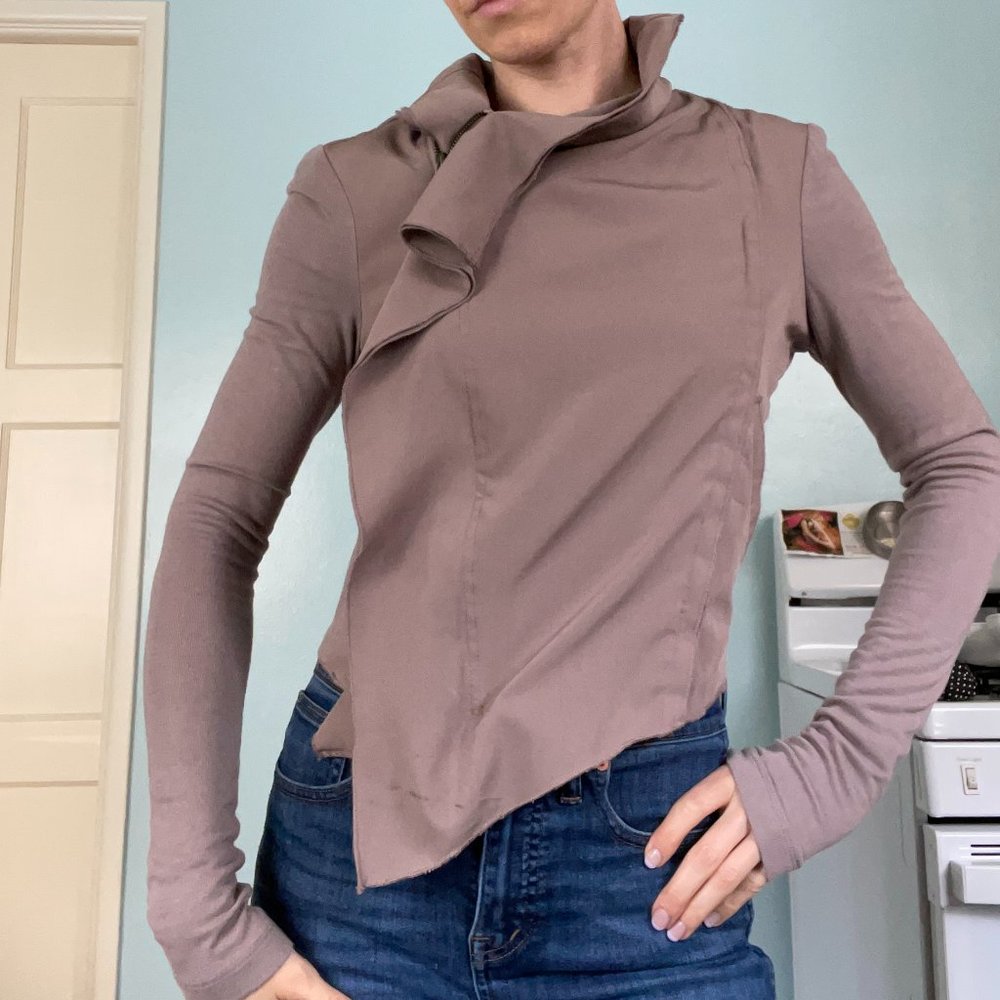 Lavender-Taupe Asymmetrical Jacket Top